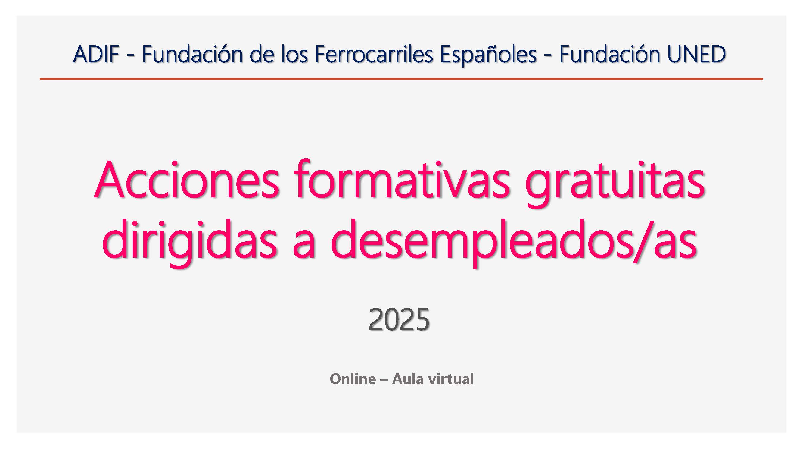 Acciones formativas gratuitas dirigidas a desempleados/as